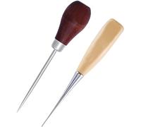 ZKSXOA Wooden Handle Hole Punch, Pack of 2, Leather Gourd Shape Tailors Awl, No Eye DIY Punch, Hand Sewing Tools for Leather Processing