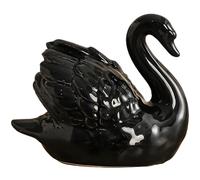 ZKSYLSM Ceramic Swan Figurine - Modern Minimalist Porcelain Statue Art Decor, Knick Knacks Home Decor for Living Room, Office, Desk, Shelf Decoration (Black)