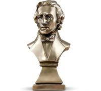 ZKSYLSM Frederic Chopin Bust - Handcrafted Resin Bronze-Finish Composer Bust Statue for Piano Decor, Neoclassical Tabletop Sculpture, Bookshelf and Mantel Bronze Figurine, 11.5" H