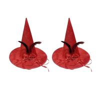 Zktfyshk Elegant Witch Hat Velvety with Color Ribbon Roses Accent for Halloween Costume