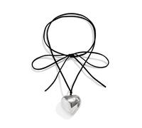 Zktfyshk Fashion Punk Necklace Big Love-Heart Pendant Necklace Women Adjustable Wax Rope Chain Necklace Party Jewelry Ornament