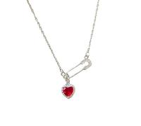 Zktfyshk Heart Pendant Necklace Pin Necklace Date Jewelry Alloy Texture for Music Festival and Fashion Shows
