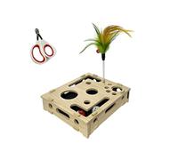 Zktfyshk Interactively Wooden Cats Scratch Toy with Fun Mazes for Nails Care Play Mental Enrichment Entertainment and Simple Cleaning Scratch Playing Clean Board