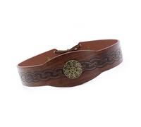 Zktfyshk PU Leather Medieval Headband Adjustable Vintage Embossing Pattern Hairband For Renaissances Fairs And Music Festivals