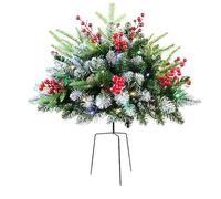 Zktfyshk Realistic LED Brightened Worktop Christmas Tree with Impermeable Plan and Secure Pin for Holiday Displays Waterproof Brightened Christmas Decoration with Stake