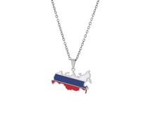 Zktfyshk Russia Map Necklaces Pendant Necklaces Russia Flag Necklaces Russian Jewelry Chain Necklaces Stainless Steel