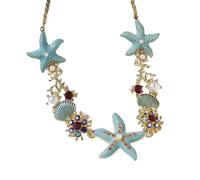 Zktfyshk Starfishes Shell Pearls Bracelet Adjustable Chain Necklace Beach Vacation Jewelry Pendant Necklace for Various Occasion