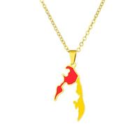 Zktfyshk Tamil Eelam Pendant Necklace Stainless Steel Geometric Map Charm Necklaces Neckwear Fashion Jewelry for Women and Men