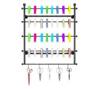 zktoermn 5 Tier Ribbon Storage Organizer, Metal Wall Mounted Ribbon Organize, Freestanding Multifunctional Rack for Home, Retail Stores, Flower Shop(Black,80x12x80cm)