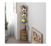 zktoermn Ball Storage Rack, Sports Organizer with Basket, Space-Saving, Vertical Ball Storage Rack for Garages, Basement, Outdoor Use(Gold,26x26x155cm)