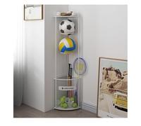 zktoermn Ball Storage Rack, Sports Organizer with Basket, Space-Saving, Vertical Ball Storage Rack for Garages, Basement, Outdoor Use(White,26x26x125cm)