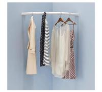 zktoermn Clothing Display Stand, Corner Coat Rack Stainless Steel Wall-mounted Clothes Rail Industrial Pipe Clothing Rack for Women's Men's Clothing Store (Color : White, Size : 60x60cm)