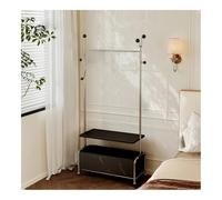zktoermn Coat Rack Freestanding with Storage Basket, Floor-Standing Garment Rack, Stable and Moveable, Rolling Clothes Rack for Bedroom, Balcony, Living Room(Black,60x32x183cm)
