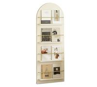 zktoermn Floor-Standing Brochure Display Stand Holder, Solid Wood Newspaper Storage Rack, Layered Storage for Bedroom Living Room School and Office(White,58x160cm)