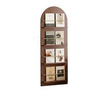 zktoermn Floor-Standing Brochure Display Stand Holder, Solid Wood Newspaper Storage Rack, Layered Storage for Bedroom Living Room School and Office(Brown,58x160cm)