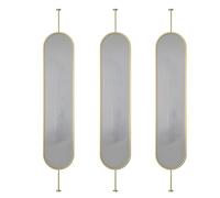 zktoermn Modern Room Divider, Privacy Decoration Separators with Glass, Freestanding Room Partition Wall Dividers, for Bedroom, Living Room, Bathroom(Gold-3pcs,180x35cm/70.9x13.8in)