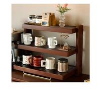 zktoermn Multi-Purpose Desktop Cup Holder, Solid Wood Storage Rack with Metal Legs, Small Kitchen Countertop Cabinet for Living Room & Home Décor(Brown,42x12x40cm)