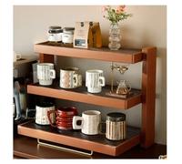 zktoermn Multi-Purpose Desktop Cup Holder, Solid Wood Storage Rack with Metal Legs, Small Kitchen Countertop Cabinet for Living Room & Home Décor(Natural,52x12x40cm)