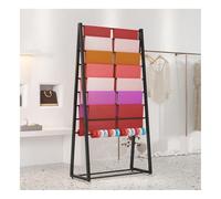 zktoermn Ribbon Organizer with Storage Basket, Freestanding Scarf Organizer for Closet, Multifunctional Wrapping Paper Display Stand for Craft Rooms, Flower Shops(Black,80x40x170cm)