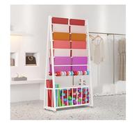 zktoermn Ribbon Organizer with Storage Basket, Freestanding Scarf Organizer for Closet, Multifunctional Wrapping Paper Display Stand for Craft Rooms, Flower Shops(White,80x40x170cm)