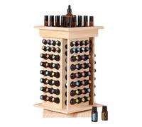 zktoermn Rotatable Essential Oil Rack Organizer, Wooden Essential Oil Storage Display with 125 Slots, Cosmetic Classification Shelf for Displaying Essential, Perfume