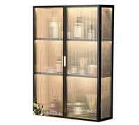 zktoermn Wall Mounted Home Bathroom Cabinet, Multi Purpose Storage Cabinet Above The Toilet Cosmetics Perfumes Storage Box With Glass Doors (Color : Black, Size : 50x14x70cm)