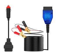 ZKTOOL 12V Car ECU Emergency Power Supply Cable, Automotive Memory Saver with Buzzer Alarm, OBD II Plug, Cigar Lighter Socket, Memory Saver Connector, Battery Replacement Tool, Battery clip