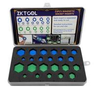 ZKTOOL 23PCS Universal Magnetic Socket Head Split Sleeve Inserts Set | Includes SAE Sizes 5/16" to 15/16" & Metric 8MM to 21MM. Split Sleeve Design for Secure and Versatile Grip.