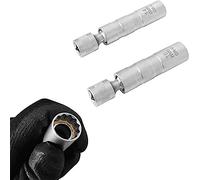 ZKTOOL 2PCS 14mm & 16mm Universal Joint Magnetic Spark Plug Wrench, Thin Wall 12 Point 3/8 Inch CR-V Swivel Spark Plug Socket, Spark Plug Puller, Spark Plug Removal Tools
