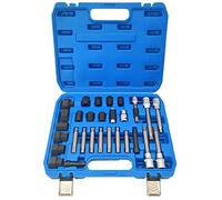 ZKTOOL 30PCS Automotive Alternator Pulley Removal Tool Kit, Generator Freewheel Removal Socket Bit Set, Flywheel Puller, Generator Belt Pulley Tool Set, Garage Service Tool Kit