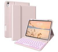 ZKTUYU Backlit Keyboard Case For iPad 11th 10th Generation 11 inch 10.9 inch 2025 2022 A16 with Pencil Holder, Multi-angle Magnetic Detachable Wireless Bluetooth Keyboard Cover, Pink