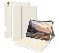 ZKTUYU Backlit Keyboard Case For iPad 11th 10th Generation 11 inch 10.9 inch 2025 2022 A16 with Pencil Holder, Multi-angle Magnetic Detachable Wireless Bluetooth Keyboard Cover, White