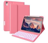 ZKTUYU Backlit Keyboard Case For iPad 11th 10th Generation 11 inch 10.9 inch 2025 2022 A16 with Pencil Holder, Multi-angle Magnetic Detachable Wireless Bluetooth Keyboard Cover, Pink Red
