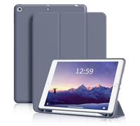 ZKTUYU for iPad 9th Generation Case 2021 / iPad 8th Gen 2020 / iPad 7th Gen 2019 with Pencil Holder, Smart Stand Case with Soft TPU Back Cover for iPad 10.2 inch, Auto Sleep/Wake, Purple Gray
