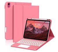 ZKTUYU for iPad A16 11th /10th Generation Case with Keyboard 11 inch/ 10.9 inch 2025/2022, Detachable Bluetooth Touchpad Keyboard with Backlit, Red