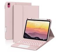 ZKTUYU for iPad A16 11th /10th Generation Case with Keyboard 11 inch/ 10.9 inch 2025/2022, Detachable Bluetooth Touchpad Keyboard with Backlit, Pink
