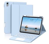 ZKTUYU for iPad A16 11th /10th Generation Case with Keyboard 11 inch/ 10.9 inch 2025/2022, Detachable Bluetooth Touchpad Keyboard with Backlit, Blue