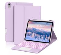 ZKTUYU for iPad A16 11th /10th Generation Case with Keyboard 11 inch/ 10.9 inch 2025/2022, Detachable Bluetooth Touchpad Keyboard with Backlit, Purple