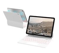 ZKTUYU for iPad A16 11th /10th Generation Case with Keyboard 11 inch/ 10.9 inch 2025/2022, Floating Magnetic Stand, Touchpad Keyboard with Backlit, White