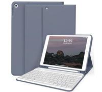 ZKTUYU Keyboard Case for iPad 9th/8th/7th Generation 10.2 inch 2021/2020/2019 with Pencil Holder, Stand Folio Detachable Wireless Bluetooth Keyboard Cover, Soft TPU Back Smart Case, Purple