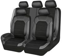 ZKUZKA 9Pcs Car Leather Seat Cover Sets, For Ford Puma 2019-2024,Full Set Waterproof Seat Covers, Set Leather Car Seat Cushion Protectors,B-Grey