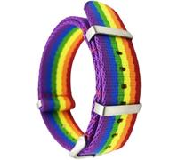 ZKXGVBRWQHT Sailcloth Classic Nylon Watch Strap, 20 to 22 mm, Men Wristwatch Band Replacement Bracelet, 1 Piece(Rainbow Silver,22mm)