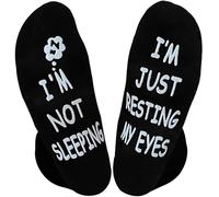Zkxiyuan Birthday Gifts for Dad Fathers Christmas Day Gift for Men Husband Grandpa, I'm Not Sleeping I'm Just Resting My Eyes Socks Black