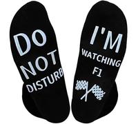 Zkxiyuan Do Not Disturb I'm Watching F1 Socks Funny Novelty Socks Formula 1 Gifts for Men Teen Boys Sons Husbands Dad F1 Lovers (Black-F1)