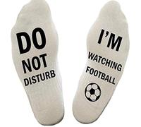 Zkxiyuan Do Not Disturb I'm Watching Football Socks Funny Novelty Socks Football Gifts for Men Teen Boys Sons Husbands Dad Football Lovers (White)