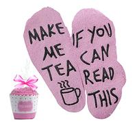 Zkxiyuan Luxury Tea Socks with Cupcake Gift Packaging with If You Can Read This Make Me Some Tea Socks Funny Novelty Gifts for Women Wife Mum Daughter Girlfriend Tea Lover (Pink)