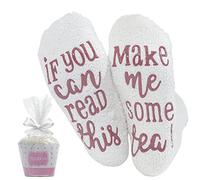 Zkxiyuan Luxury Tea Socks with Cupcake Gift Packaging with If You Can Read This Make Me Some Tea Socks Funny Novelty Gifts for Women Wife Mum Daughter Girlfriend Tea Lover (White)