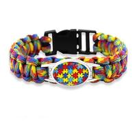 ZKXXJ Autism Puzzle Bracelet for Men Women,Paracord Rope Survival Bracelets Autism Dad Autism Mom Cuff Bracelets Bangle for Adults,Colorful Autism Awareness Puzzle Ribbon Bangle Autistic Jewelry