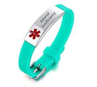 ZKXXJ Medical Alert Bracelets for Men Women - Silicone Wristband Emergency ID Identification Bracelet Caduceus Cuff Bracelet Health Alert Systems Awareness Allergy Jewelry for Teens Adults, 8.3 inches