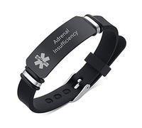 ZKXXJ Medical Alert ID Bracelets for Men Women Adrenal Insufficiency - Silicone Adjustable Wristband Sos Emergency Identification Bracelet,ICE Health Alert Allergy Awareness Jewelry, 15 centimeters,